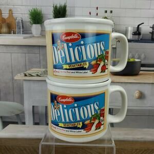 Campbell Soup Bowl Delicious Vegetables Sweetened by the Sun 2005 Mugs Lot Of 2